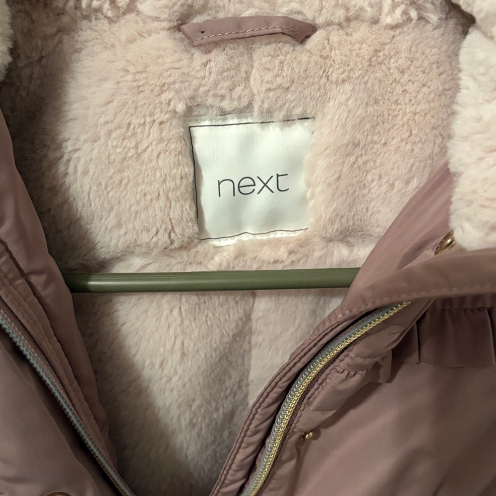 Next Kids Tan Puffer Jacket with Faux Fur - Picture 2 of 3